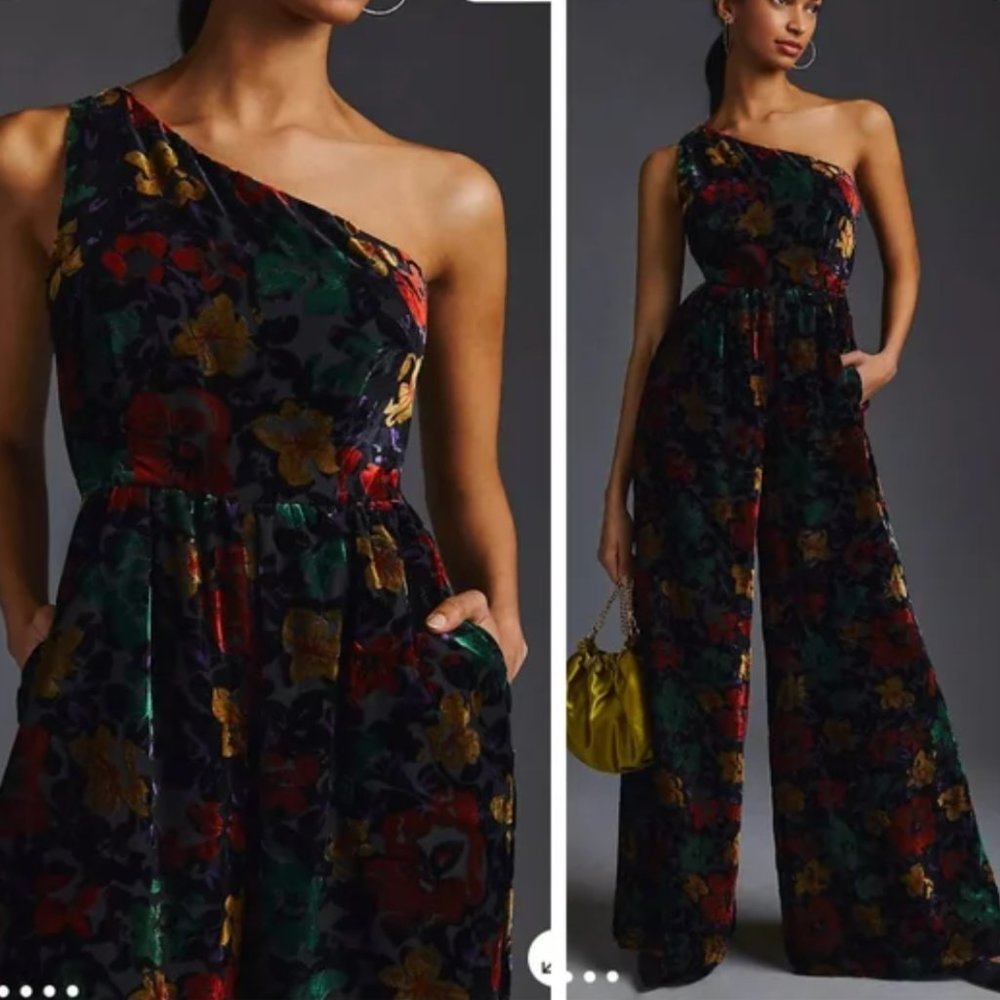 Hutch by Anthropologie floral velvet jumpsuit